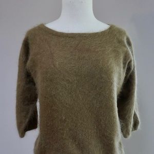 Angora or Mohair Boat Neck Bell Sleeve Sweater - Small
